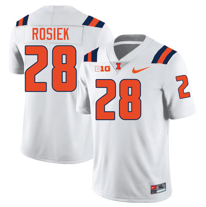 Men #28 Dylan Rosiek Illinois Fighting Illini College Football Jerseys Stitched-White